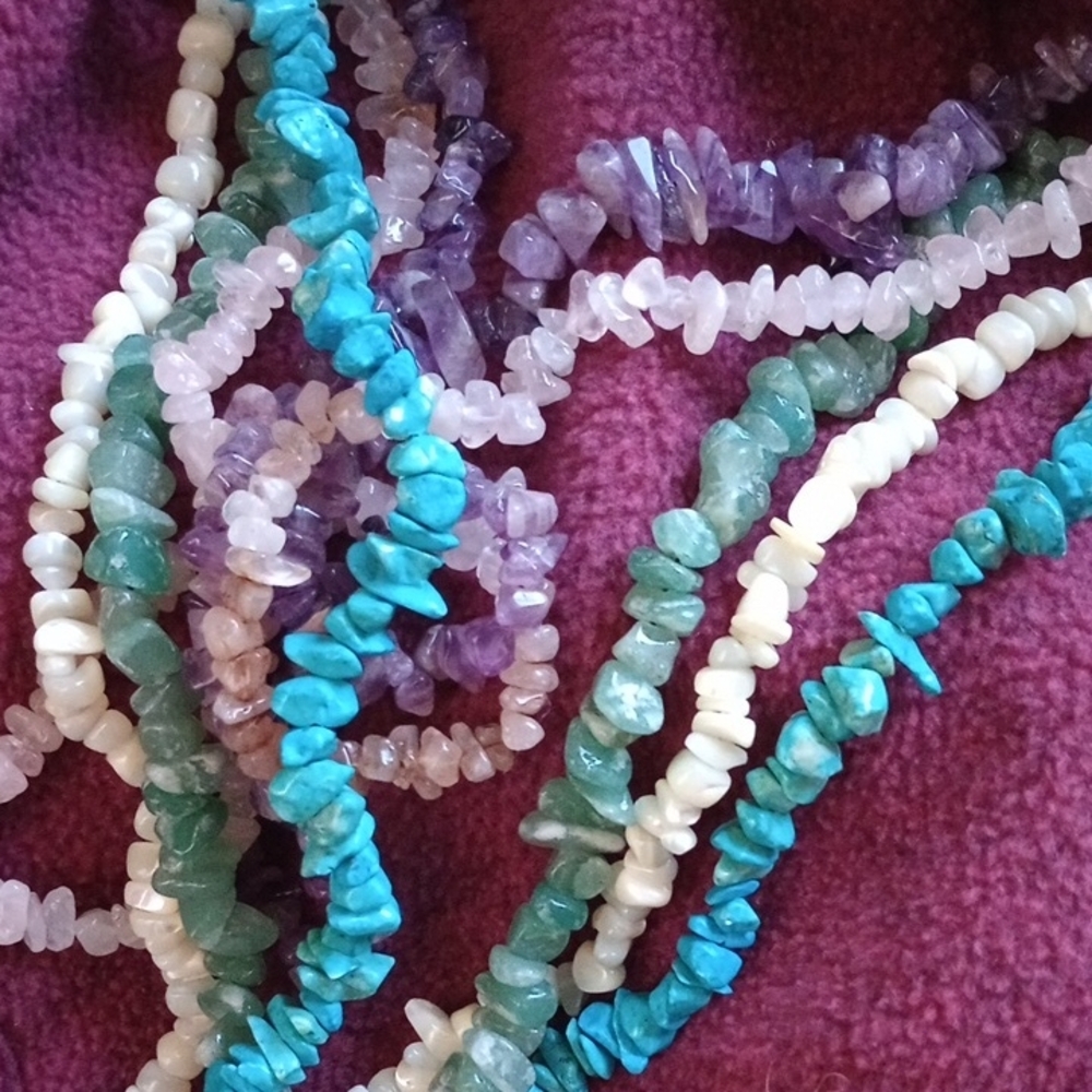 5 Multicolor Stone Beaded Necklaces